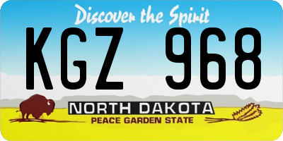 ND license plate KGZ968