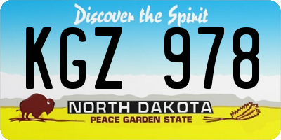 ND license plate KGZ978