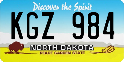 ND license plate KGZ984