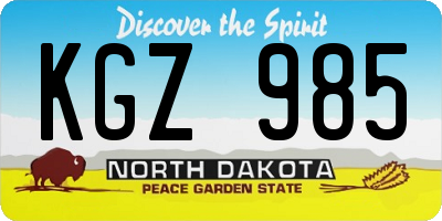 ND license plate KGZ985