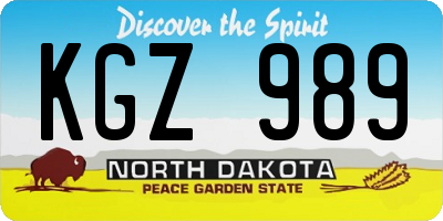 ND license plate KGZ989