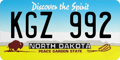 ND license plate KGZ992