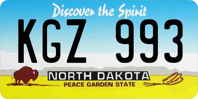 ND license plate KGZ993