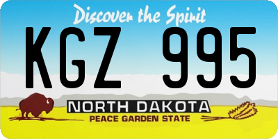 ND license plate KGZ995