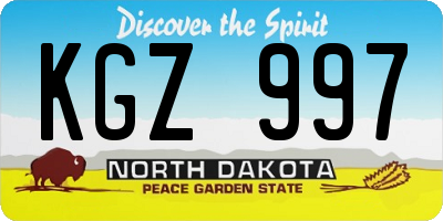 ND license plate KGZ997