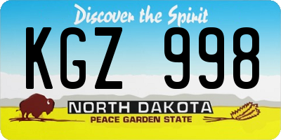 ND license plate KGZ998