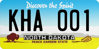ND license plate KHA001
