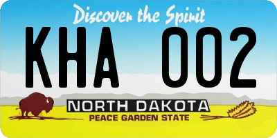ND license plate KHA002