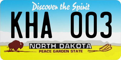 ND license plate KHA003