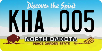 ND license plate KHA005