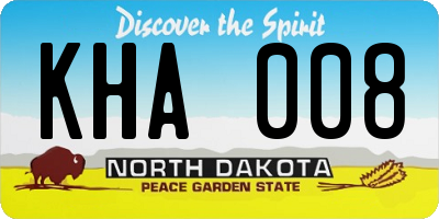 ND license plate KHA008