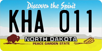 ND license plate KHA011