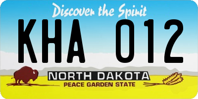 ND license plate KHA012