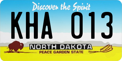 ND license plate KHA013