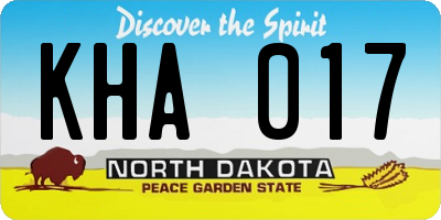 ND license plate KHA017
