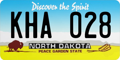 ND license plate KHA028