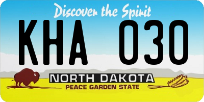 ND license plate KHA030