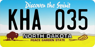 ND license plate KHA035