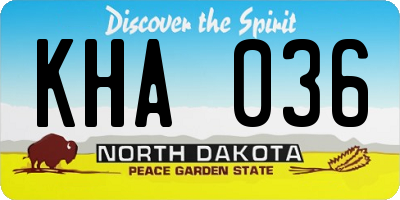 ND license plate KHA036