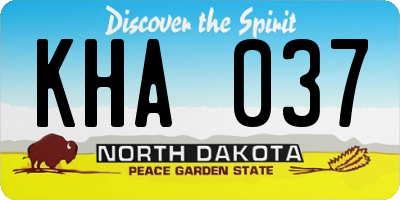 ND license plate KHA037