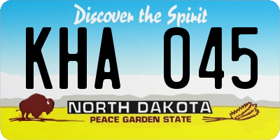 ND license plate KHA045