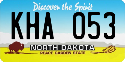 ND license plate KHA053
