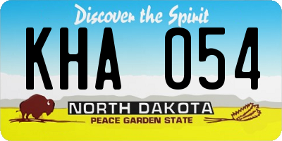 ND license plate KHA054
