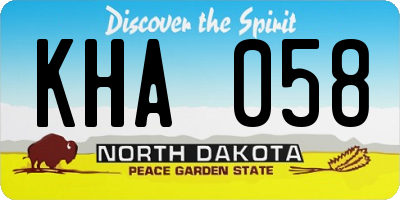 ND license plate KHA058