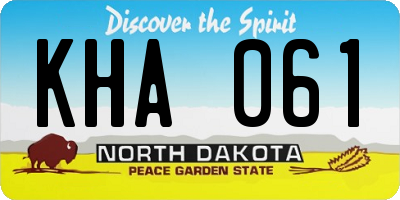 ND license plate KHA061