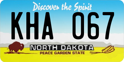 ND license plate KHA067
