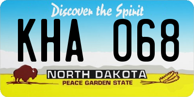 ND license plate KHA068