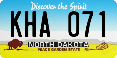 ND license plate KHA071