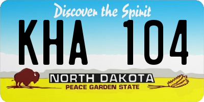 ND license plate KHA104