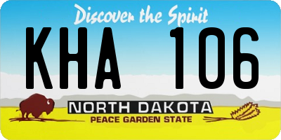 ND license plate KHA106
