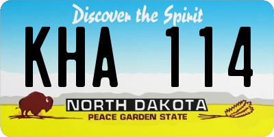ND license plate KHA114