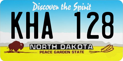 ND license plate KHA128