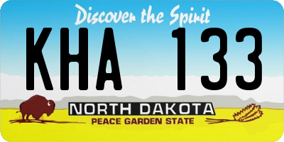 ND license plate KHA133