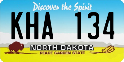 ND license plate KHA134