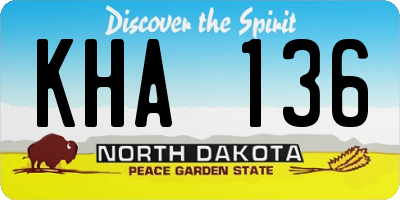 ND license plate KHA136