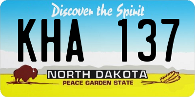 ND license plate KHA137