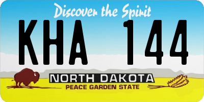 ND license plate KHA144
