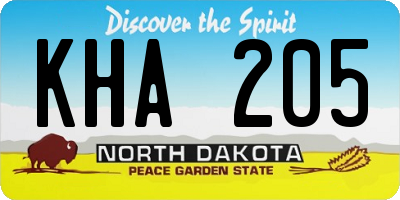 ND license plate KHA205