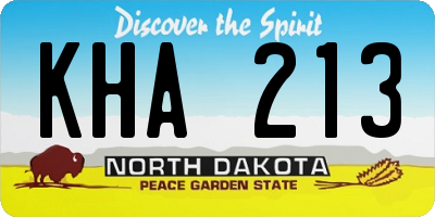 ND license plate KHA213