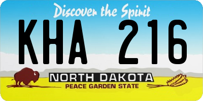ND license plate KHA216