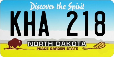 ND license plate KHA218