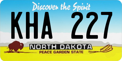 ND license plate KHA227