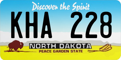 ND license plate KHA228