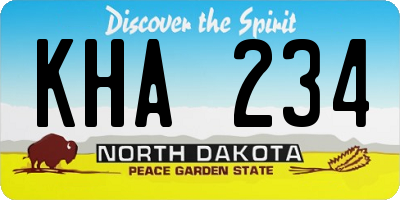 ND license plate KHA234