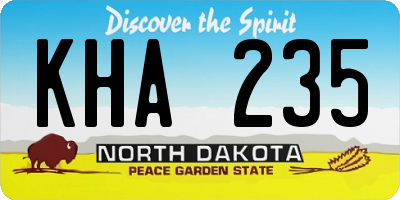 ND license plate KHA235