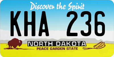 ND license plate KHA236